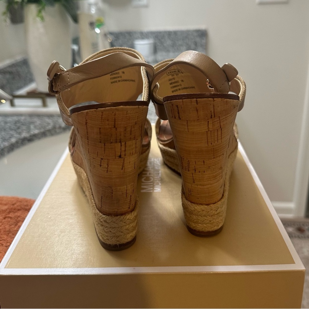 Coach Tan Cork Wedge Sandals